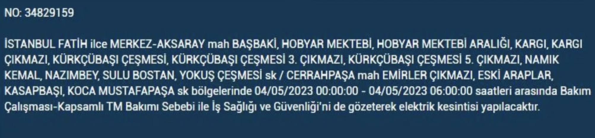 BEDAŞ, 4 Mayıs Perşembe elektrik kesintilerinin yapılacağı ilçeleri açıkladı