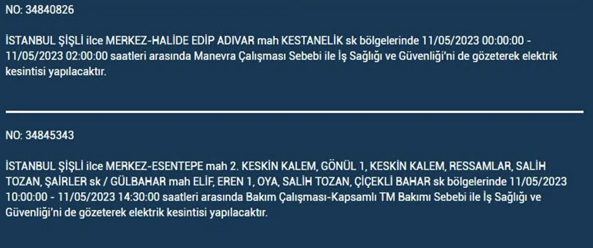 BEDAŞ, 11 Mayıs Perşembe elektrik kesintilerinin yapılacağı ilçeleri açıkladı