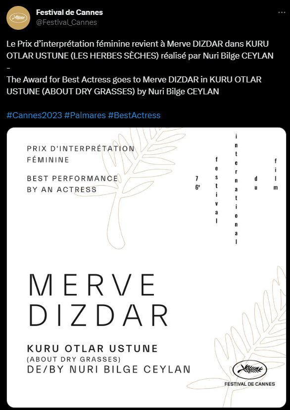 Merve Dizdar, Cannes Film Festivali'nde En İyi Kadın Oyuncu ödülünün sahibi oldu - Resim : 1