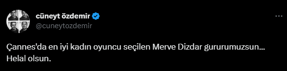 MERVE DİZDAR CANNES'TA ÖDÜLÜ ALDI, SOSYAL MEDYA AYAĞA KALKTI: "İYİ HABERLERİN BAŞLANGICI OLSUN"