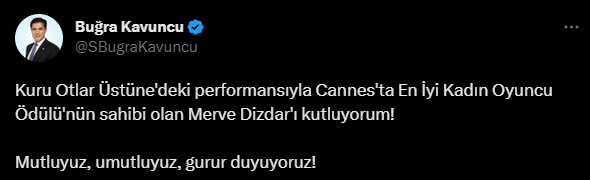 MERVE DİZDAR CANNES'TA ÖDÜLÜ ALDI, SOSYAL MEDYA AYAĞA KALKTI: "İYİ HABERLERİN BAŞLANGICI OLSUN"