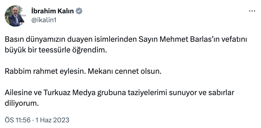 Sabah Gazetesi başyazarı Mehmet Barlas, hayatını kaybetti: "Okurlarının, ailesinin ve tüm sevenlerinin başı sağolsun"