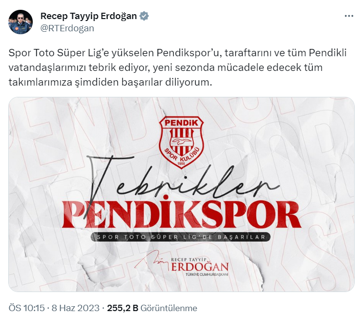 Siyasi isimlerden Süper Lig'e yüklesen Pendikspor'a tebrik paylaşımları