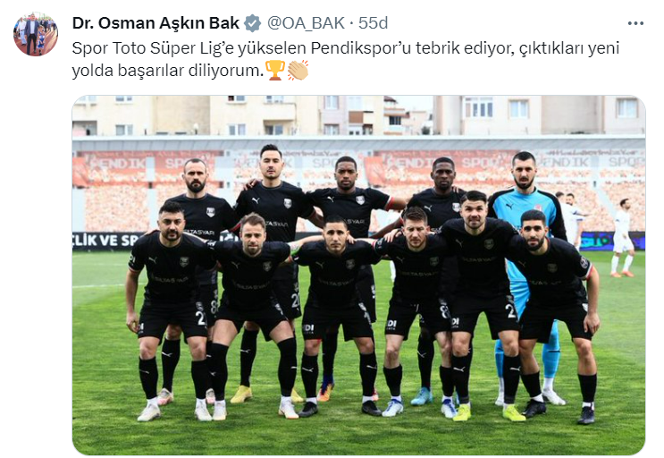 Siyasi isimlerden Süper Lig'e yüklesen Pendikspor'a tebrik paylaşımları