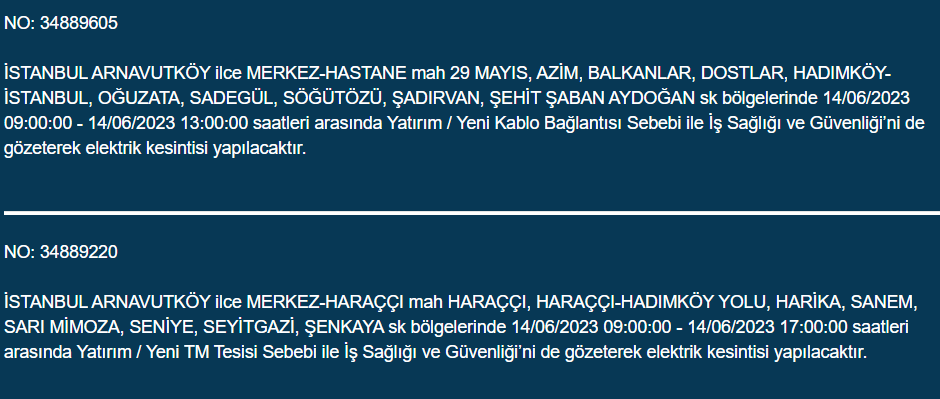 BEDAŞ, 14 Haziran Çarşamba elektrik kesintilerinin yapılacağı ilçeleri açıkladı
