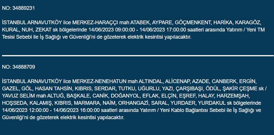 BEDAŞ, 14 Haziran Çarşamba elektrik kesintilerinin yapılacağı ilçeleri açıkladı