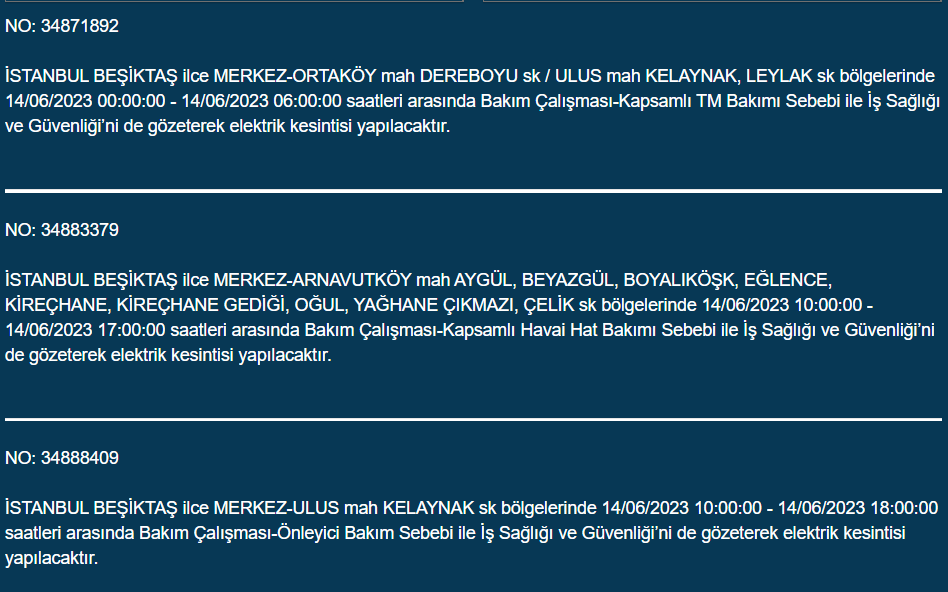 BEDAŞ, 14 Haziran Çarşamba elektrik kesintilerinin yapılacağı ilçeleri açıkladı