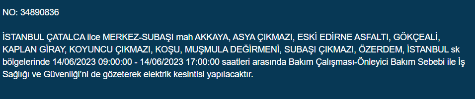 BEDAŞ, 14 Haziran Çarşamba elektrik kesintilerinin yapılacağı ilçeleri açıkladı