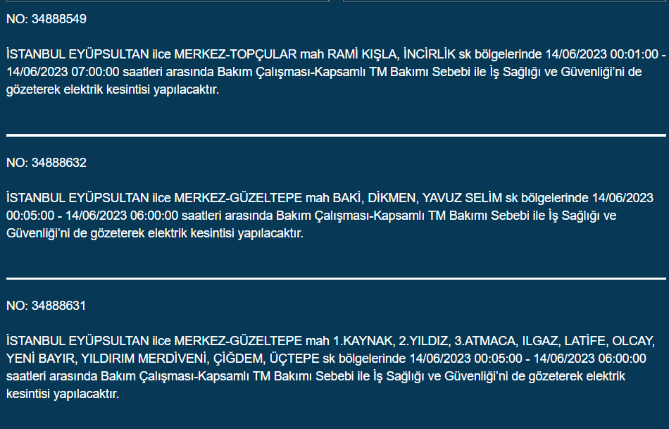 BEDAŞ, 14 Haziran Çarşamba elektrik kesintilerinin yapılacağı ilçeleri açıkladı