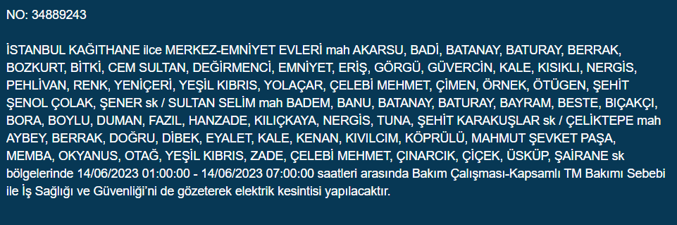 BEDAŞ, 14 Haziran Çarşamba elektrik kesintilerinin yapılacağı ilçeleri açıkladı