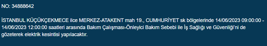 BEDAŞ, 14 Haziran Çarşamba elektrik kesintilerinin yapılacağı ilçeleri açıkladı