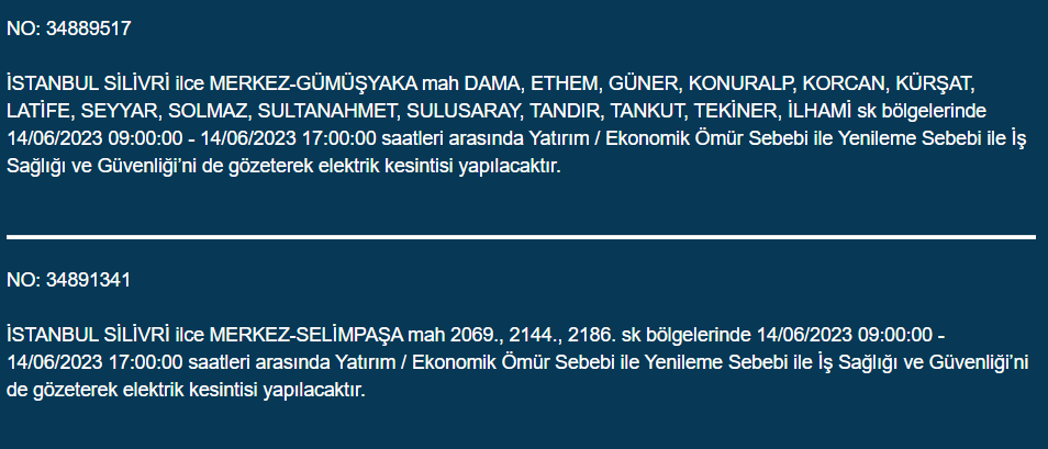 BEDAŞ, 14 Haziran Çarşamba elektrik kesintilerinin yapılacağı ilçeleri açıkladı