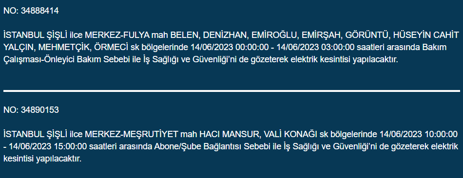 BEDAŞ, 14 Haziran Çarşamba elektrik kesintilerinin yapılacağı ilçeleri açıkladı