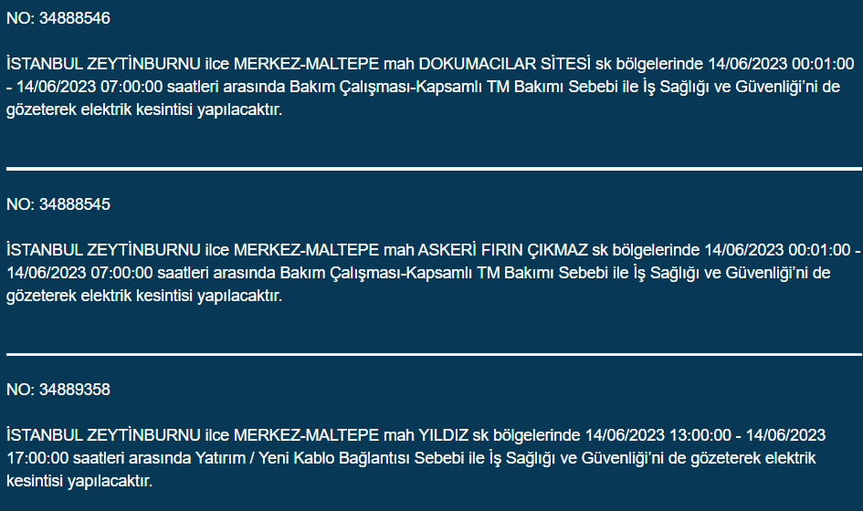 BEDAŞ, 14 Haziran Çarşamba elektrik kesintilerinin yapılacağı ilçeleri açıkladı