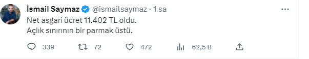 Yeni asgari ücret sosyal medyada gündem oldu: Asgari ücret 11 bin 402 TL, kira 8 bin TL, faturalar tamamı 3 bin 500 TL; para bitti