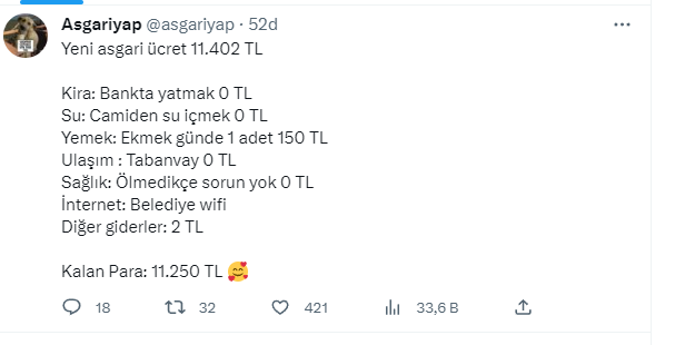 Yeni asgari ücret sosyal medyada gündem oldu: Asgari ücret 11 bin 402 TL, kira 8 bin TL, faturalar tamamı 3 bin 500 TL; para bitti