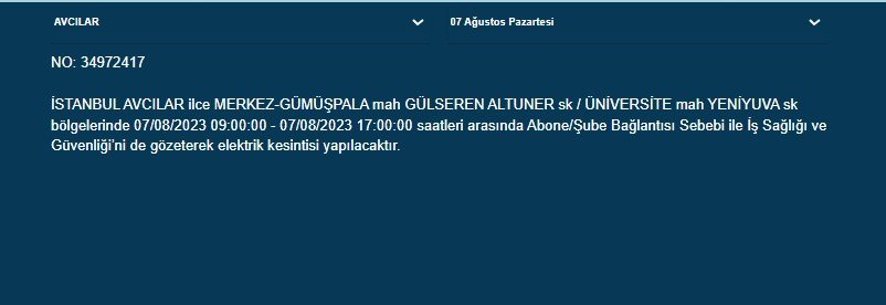 BEDAŞ açıkladı; İstanbul'un 21 ilçesinde elektrik kesintisi