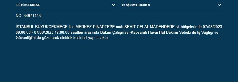 BEDAŞ açıkladı; İstanbul'un 21 ilçesinde elektrik kesintisi