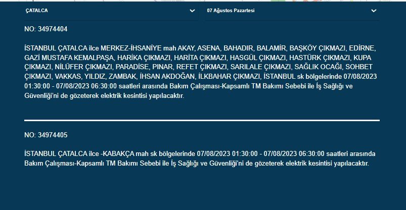 BEDAŞ açıkladı; İstanbul'un 21 ilçesinde elektrik kesintisi