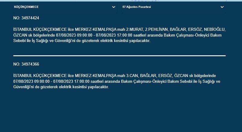 BEDAŞ açıkladı; İstanbul'un 21 ilçesinde elektrik kesintisi