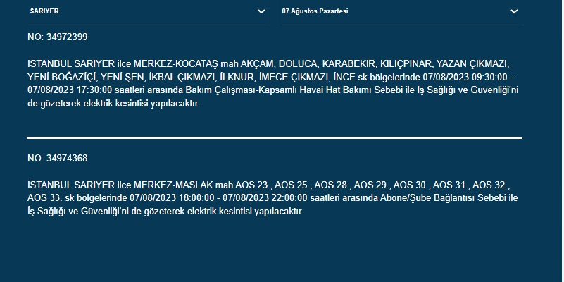 BEDAŞ açıkladı; İstanbul'un 21 ilçesinde elektrik kesintisi