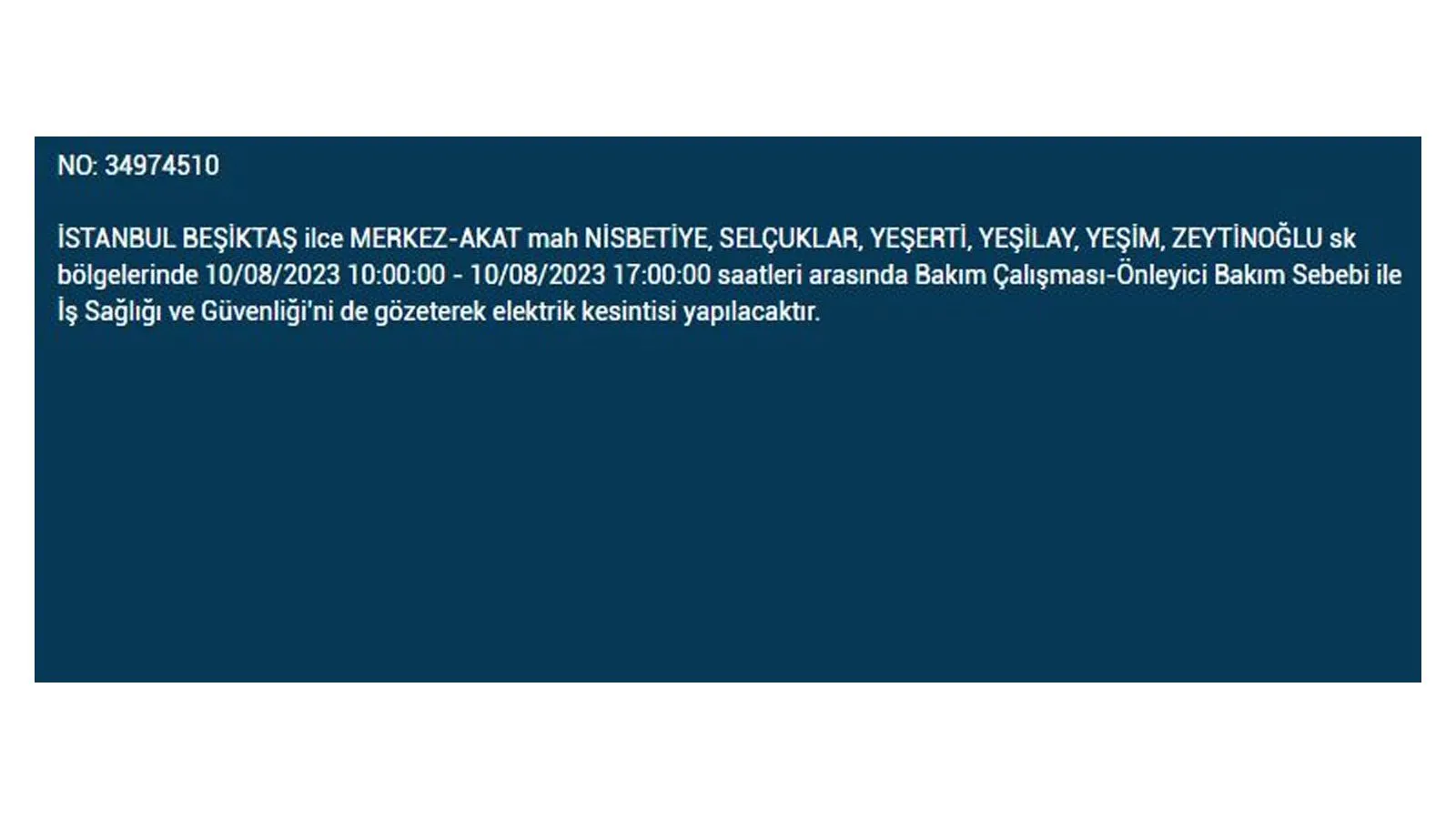 BEDAŞ açıkladı: 10 Ağustos Perşembe elektrik kesintilerinin yapılacağı ilçeler