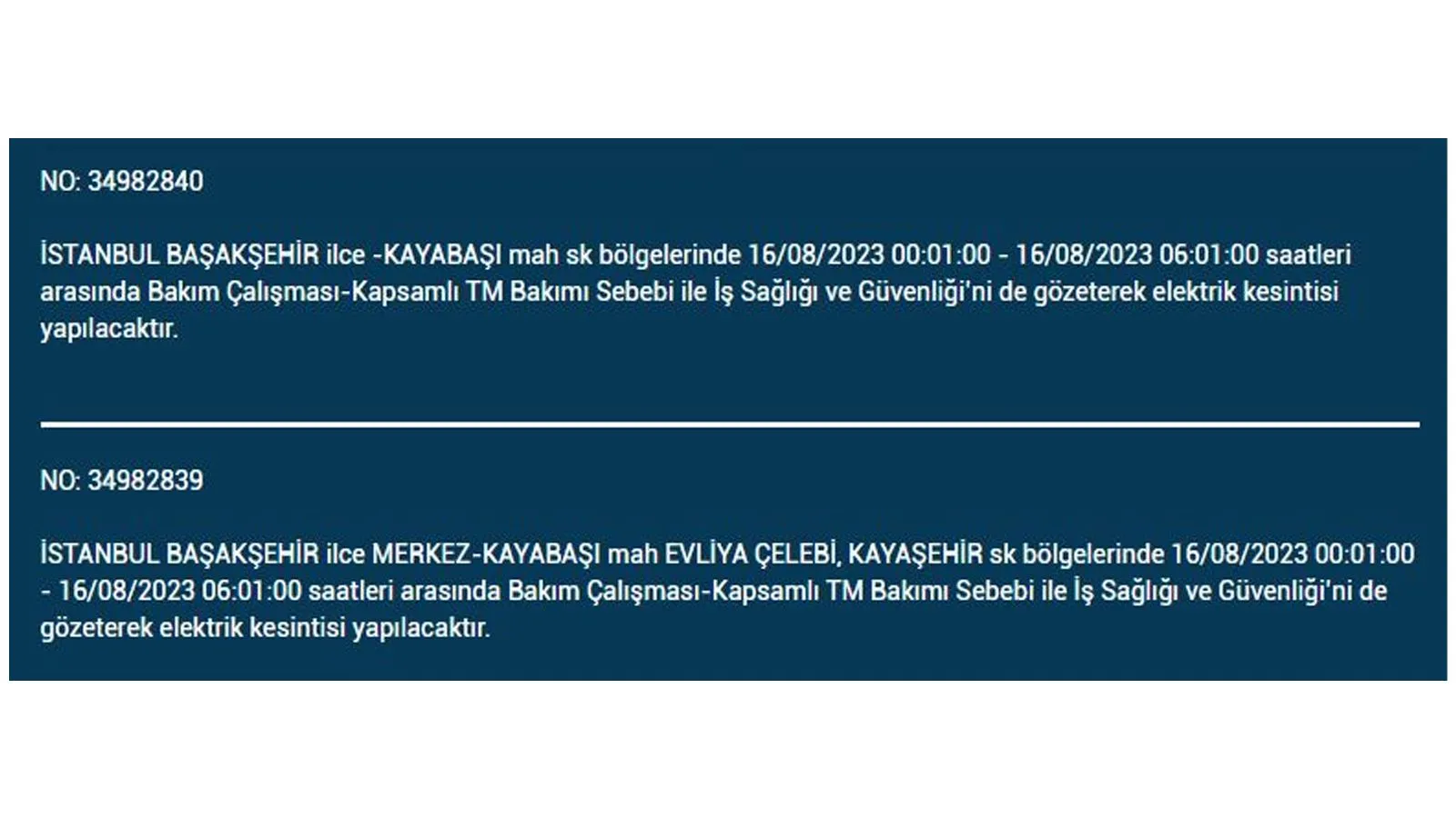 BEDAŞ açıkladı: 16 Ağustos Çarşamba elektrik kesintilerinin yapılacağı ilçeler