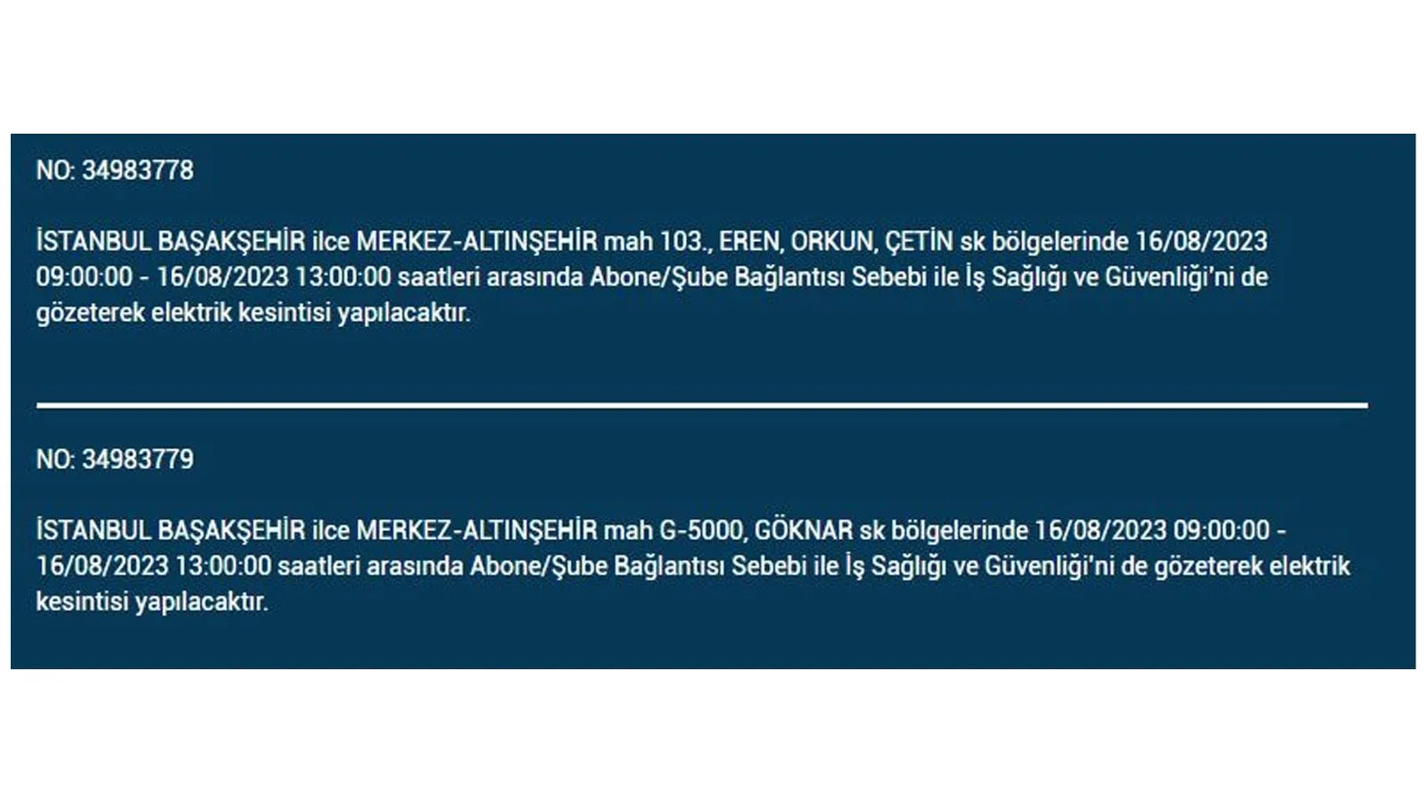 BEDAŞ açıkladı: 16 Ağustos Çarşamba elektrik kesintilerinin yapılacağı ilçeler