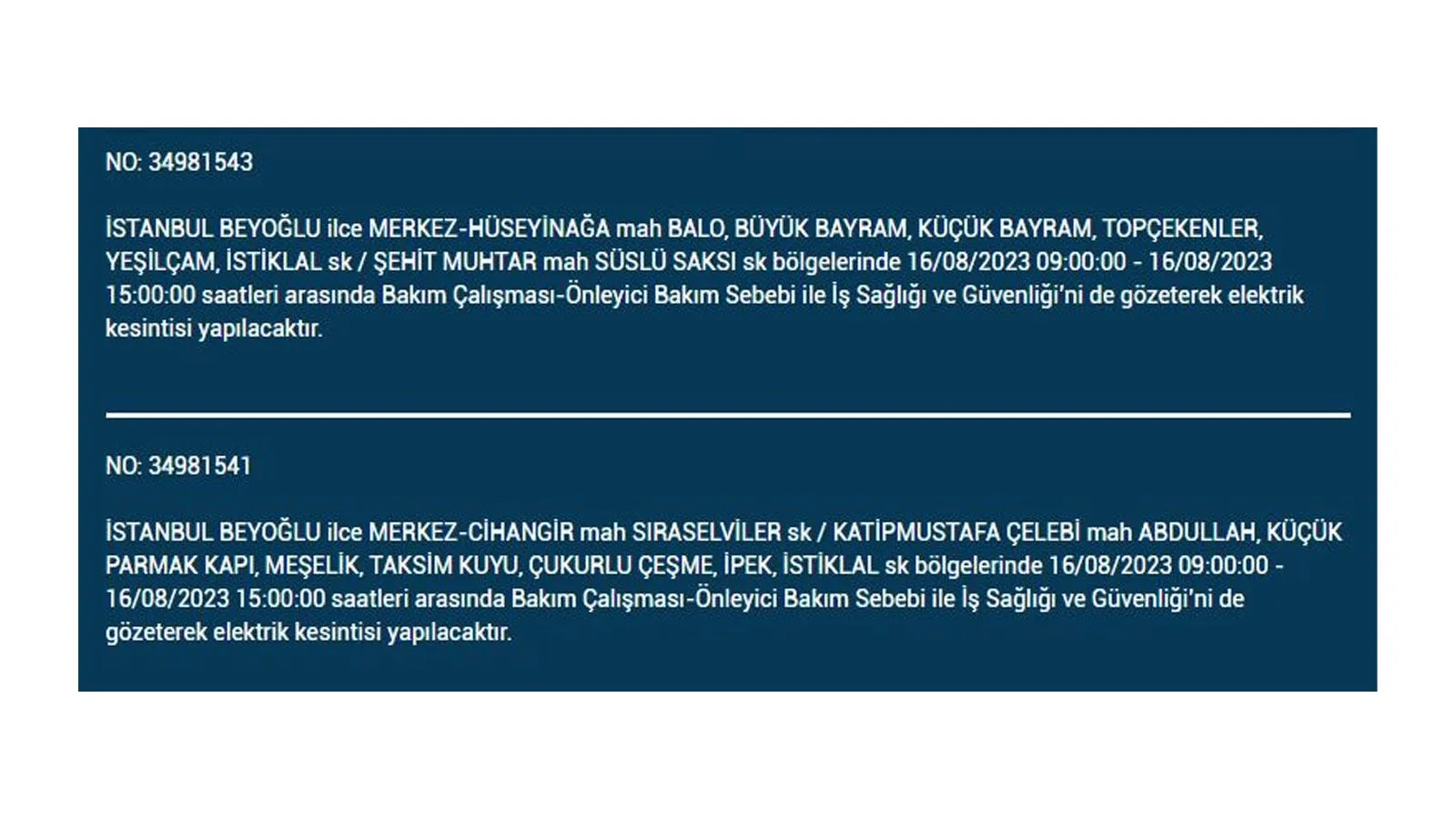 BEDAŞ açıkladı: 16 Ağustos Çarşamba elektrik kesintilerinin yapılacağı ilçeler