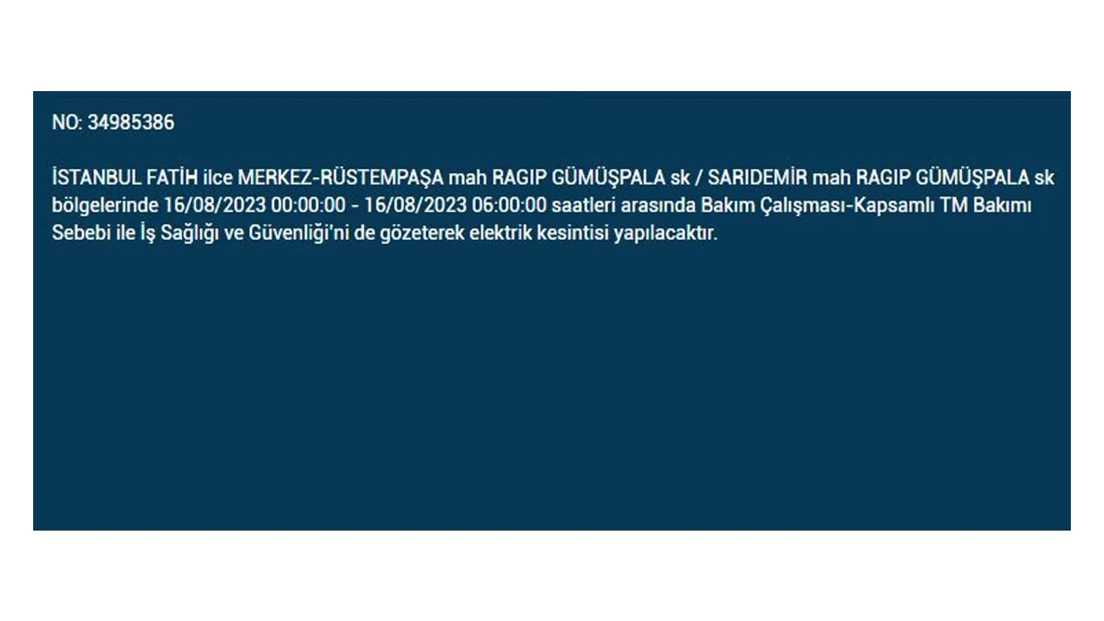 BEDAŞ açıkladı: 16 Ağustos Çarşamba elektrik kesintilerinin yapılacağı ilçeler