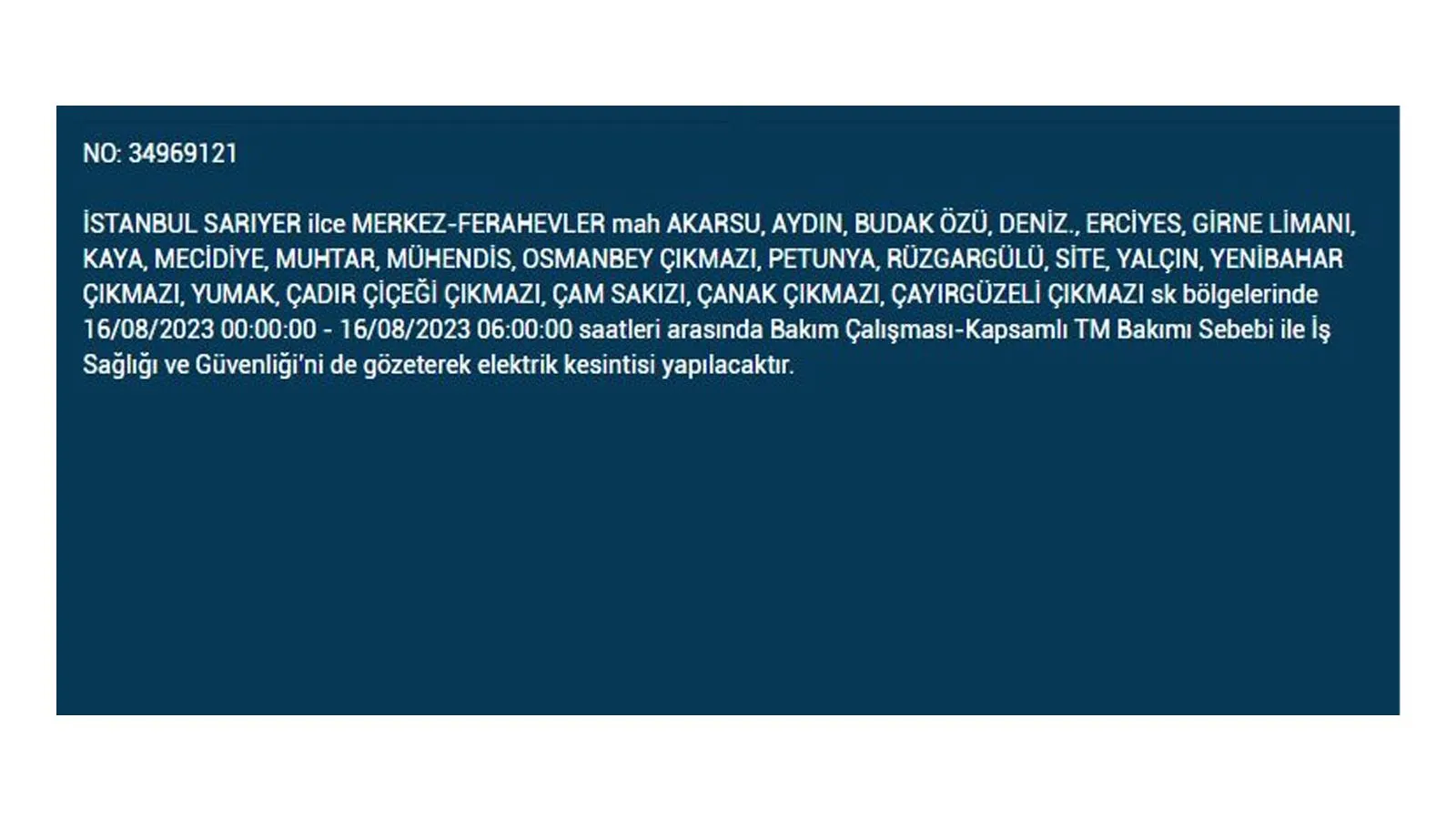 BEDAŞ açıkladı: 16 Ağustos Çarşamba elektrik kesintilerinin yapılacağı ilçeler