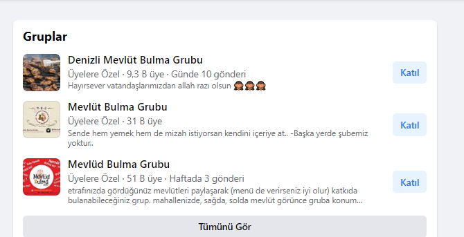 Denizli’de paylaşım grubu kuruldu. Kısa sürede 9 bin 300 üyeye ulaşan "Mevlüt Bulma" grubu, takipçilerine nerede ve hangi menüde mevlütler olduğunu haber veriyor.