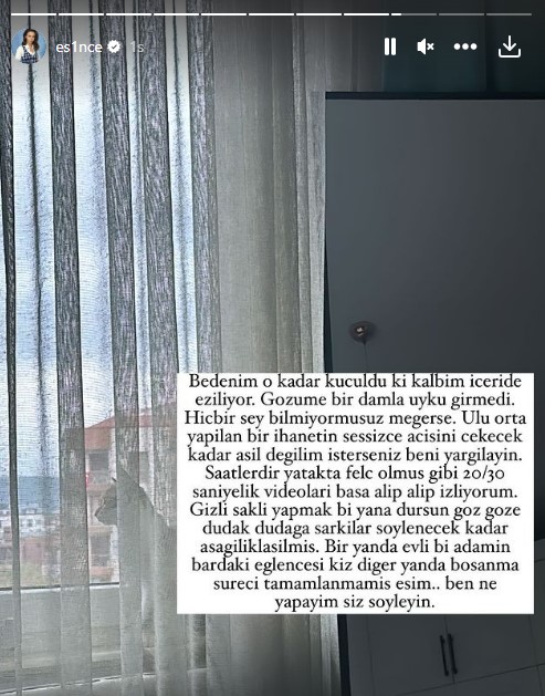 Çepni, eşi Bilal Hancı'nın başka bir kadınla olan görüntülerini paylaşmasının ardından, "Fiziksel ve ruhsal olarak iyi değilim. Biraz dinleneceğim bir süre" ifadelerini kullandı. Öte yandan Bilal Hancı ise eşinin paylaşımlarıyla ilgili henüz bir açıklama yapmadı.
