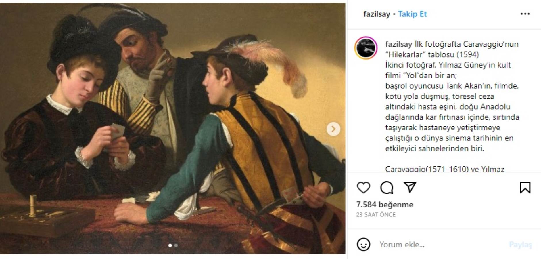 Şu'Yol' filminde figüran bile olamayacak niteliksizlikteki'dizi oyuncusu' artık'dönemleri' ve'milatları' tayin eder olmuş. Biraz haddini bilmek gerek. Sanat yüreğimizdedir. Bu ülkenin kültür tarihini değersizleştirmeye boşuna uğraşmasın, karşısında bilmediği bir şey olan gerçek sanat var. Farah Zeynep sanatı, keşke ucundan öğrenebilseydi, kendisine olan saygıyı daha şimdiden yok etti, büyük sanatçıları ezmeye kalkarak."