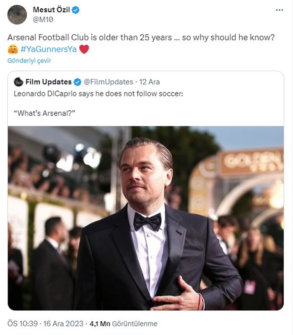 İşte Özil'in paylaşımı...
