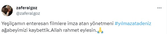 Bebek Camisi‘nde kılınan cenaze namazının ardından Aşiyan Mezarlığı‘nda defnedilen 91 yaşındaki usta yönetmenin vefat haberini Zafer Algöz “Yeşilçamın enteresan filmlere imza atan yönetmeni Yılmaz Atadeniz ağabeyimizi kaybettik.Allah rahmet eylesin.” mesajıyla paylaşmıştı.