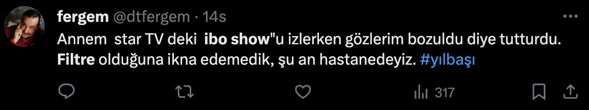 İbo Show Yılbaşı Özel programında kullanılan filtre sosyal medyanın gündeminde: "Neden herkes un kurabiyesi gibi?"