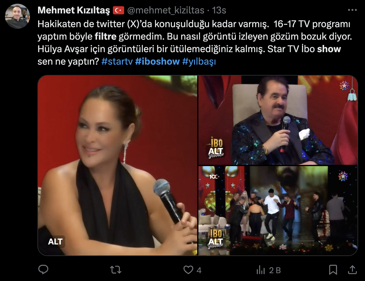 İbo Show Yılbaşı Özel programında kullanılan filtre sosyal medyanın gündeminde: "Neden herkes un kurabiyesi gibi?"