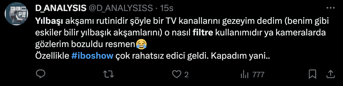 İbo Show Yılbaşı Özel programında kullanılan filtre sosyal medyanın gündeminde: "Neden herkes un kurabiyesi gibi?"