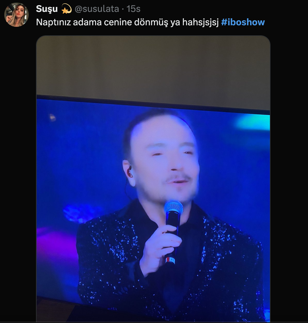 İbo Show Yılbaşı Özel programında kullanılan filtre sosyal medyanın gündeminde: "Neden herkes un kurabiyesi gibi?"