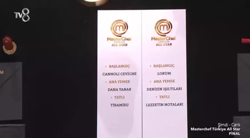  İlk iki etabın ardından canlı yayın başladı. Canlı yayında puanlar belli olmadan önce şampiyonun kazanacağı ödülü Somer şef açıkladı. Yarışmacılar canlı yayında imza tabaklarını yaptı. Yarışmacılar şeflere tabaklarını sundu. Somer şef, "İki yarışmacımızdan da finale yakışır iki tabak geldi" dedi ve şefler son değerlendirmelerini yaptı.