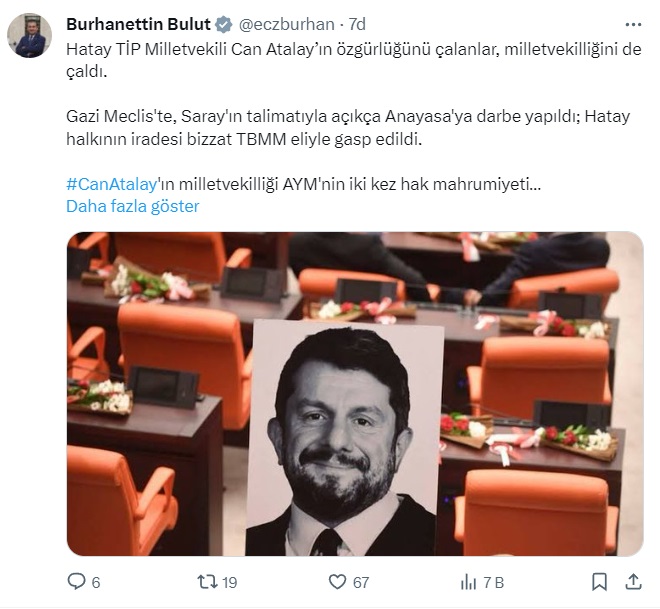 Can Atalay'ın milletvekilliğinin düşürülmesine tepki yağdı: "Özgürlüğünü çalanlar, milletvekilliğini de çaldı!"