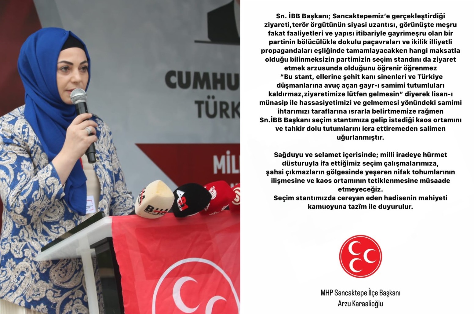MHP'li Başkan Karaalioğlu, "Geri bas" diye stanttan kovduğu İmamoğlu'nu  'bölücülük' ile suçladı