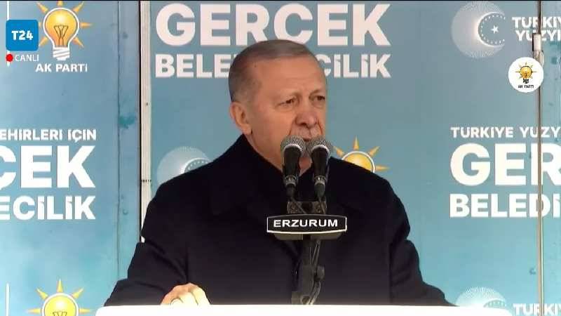 Erdoğan, Erzurum'da açıklamalarda bulunuyor