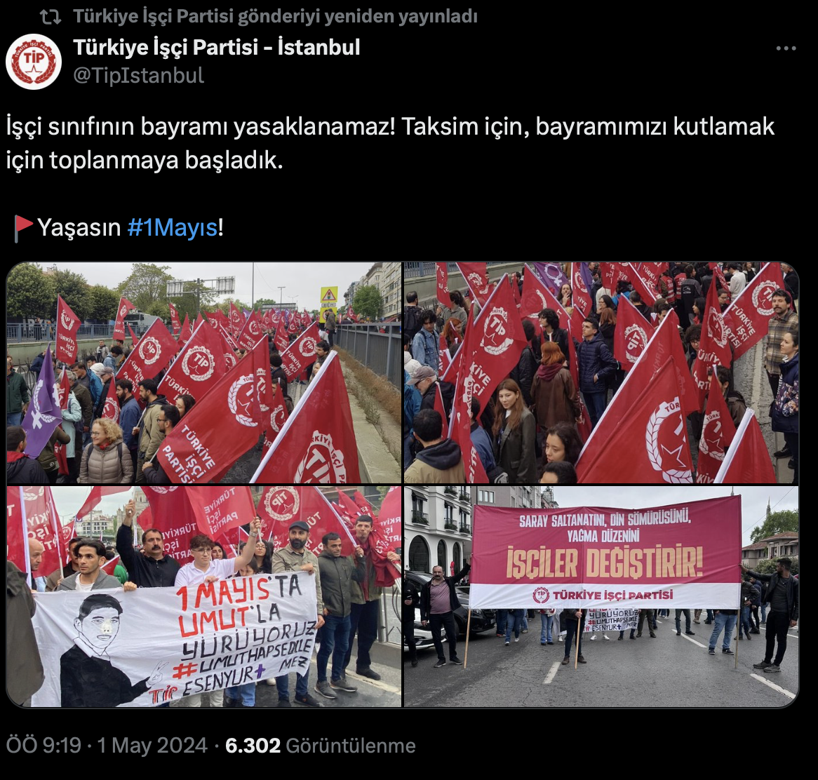 TİP: İşçi sınıfının bayramı yasaklanamaz! Taksim için, bayramımızı kutlamak için toplanmaya başladık.