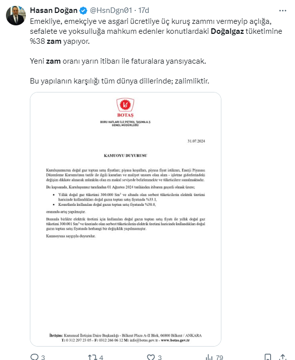 Vatandaş isyan etti: Doğalgaz olsak yüzde 38 zam alırdık ama asgari ücretliyiz!