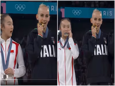 4- Çinli genç sporcunun İtalyan sporcuların madalyalarını ısırması üzerine tepkisi.