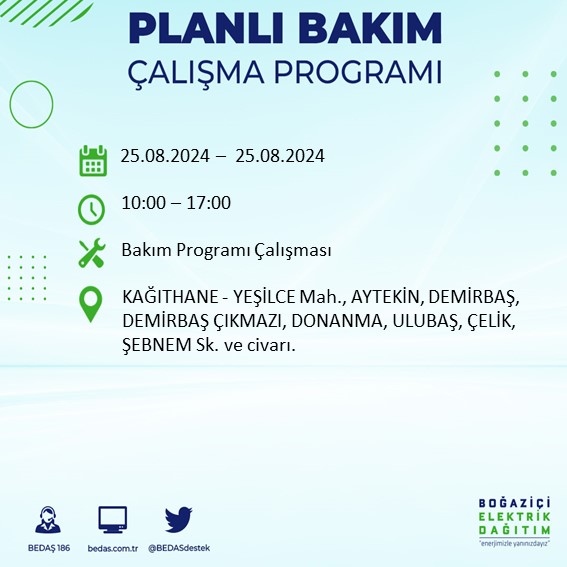 BEDAŞ duyurdu: İstanbul'da yarın elektrik kesintisi yaşanacak ilçeler
