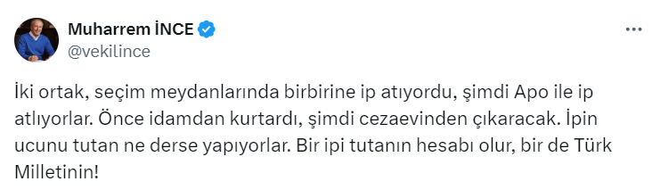 Memleket Partisi Genel Başkanı Muharrem İnce
