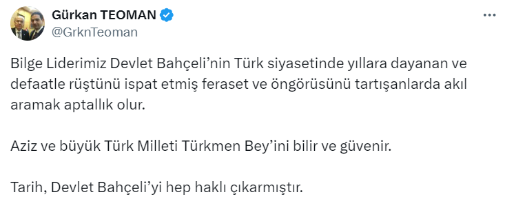 Milliyetçi Hareket Partisi Merkez Yönetim Kurulu Üyesi Gökhan Teoman